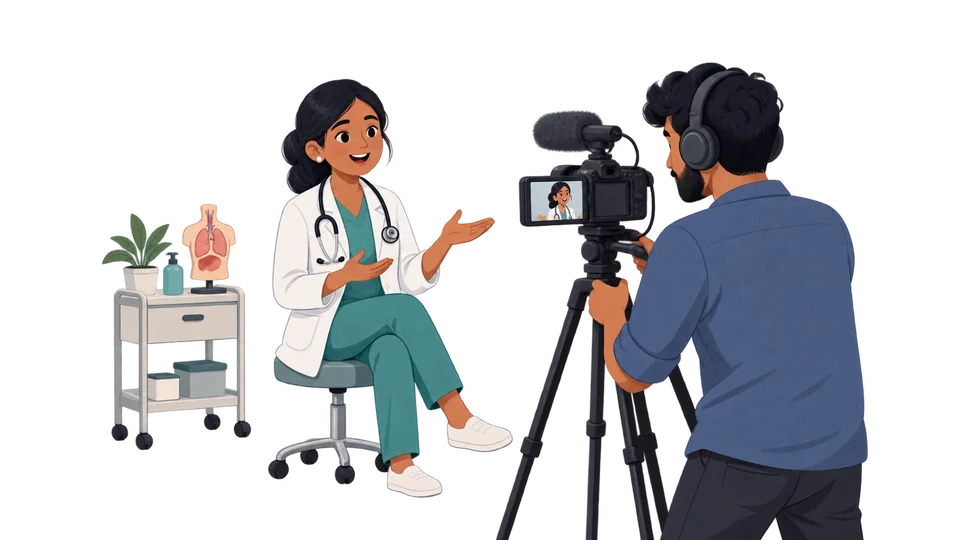 A videographer recording a doctor explaining a health topic